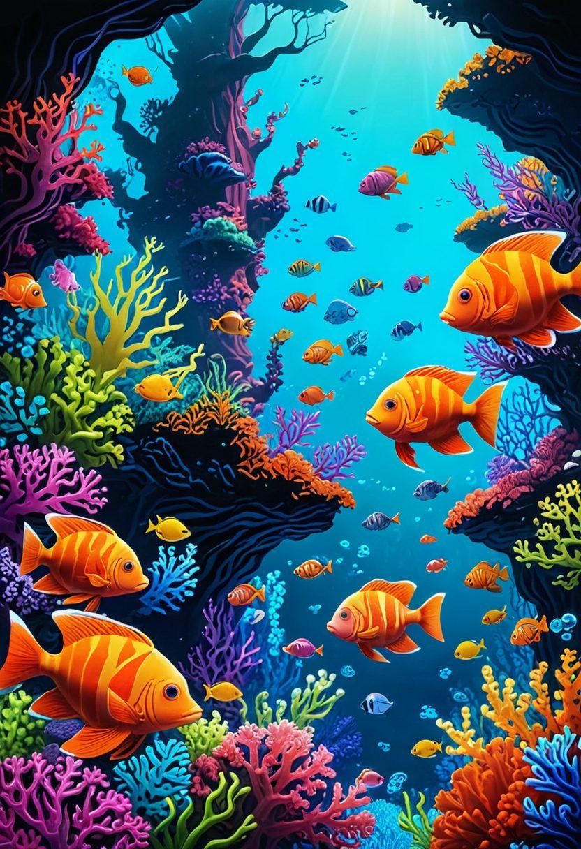 A provocative and colorful scene depicting a diverse group of animated characters from uncensored adult animation, engaging in a vibrant underwater world with contrasting elements of fun and controversy. Bright coral reefs and playful sea creatures intertwine with abstract shapes portraying adult themes. Showcase unique art styles reflecting both humor and edginess, with a mix of surreal and cartoonish features. The overall tone should be bold and engaging, drawing the viewer into a playful yet daring narrative. super-realistic. vibrant colors. 3D.